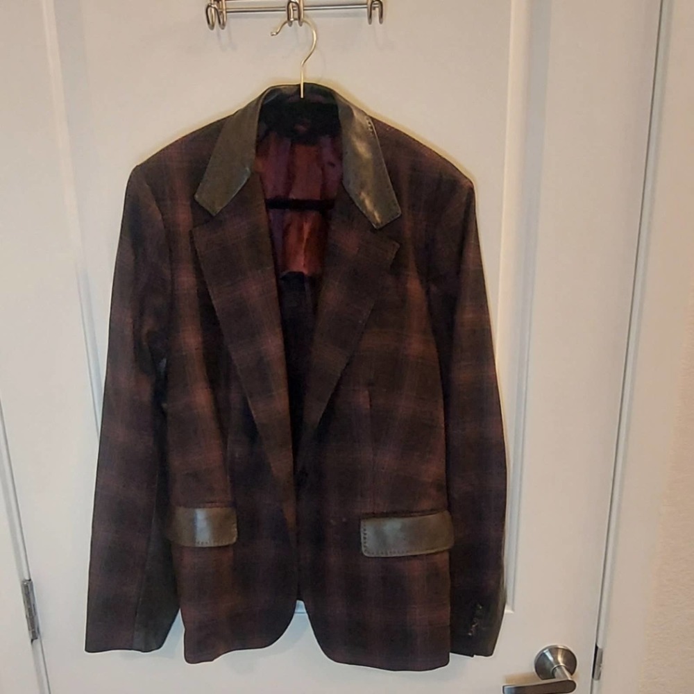 Maroon/Black Luciano Barbera Wool Suit Jacket